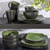 image:imageGibson Elite Island Bay 12Piece New Bone China Dinnerware Set Service for 4 Reactive Glaze Plates and Bowls Dishwasher and Microwave Safe Black and CreamGreen Soho Lounge