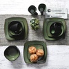 image:imageGibson Elite Island Bay 12Piece New Bone China Dinnerware Set Service for 4 Reactive Glaze Plates and Bowls Dishwasher and Microwave Safe Black and CreamGreen Soho Lounge