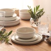 image:imageGibson Elite Island Bay 12Piece New Bone China Dinnerware Set Service for 4 Reactive Glaze Plates and Bowls Dishwasher and Microwave Safe Black and CreamTaupe Tahoe Sunset