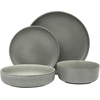 image:imageGibson Elite Island Bay 12Piece New Bone China Dinnerware Set Service for 4 Reactive Glaze Plates and Bowls Dishwasher and Microwave Safe Black and CreamGrey Pasco
