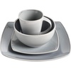 image:imageGibson Elite Island Bay 12Piece New Bone China Dinnerware Set Service for 4 Reactive Glaze Plates and Bowls Dishwasher and Microwave Safe Black and CreamLight Grey Soho Lounge