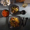 image:imageGibson Elite Island Bay 12Piece New Bone China Dinnerware Set Service for 4 Reactive Glaze Plates and Bowls Dishwasher and Microwave Safe Black and CreamEclipse Soho Lounge