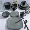image:imageGibson Elite Island Bay 12Piece New Bone China Dinnerware Set Service for 4 Reactive Glaze Plates and Bowls Dishwasher and Microwave Safe Black and CreamEclipse Soho Lounge