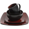 image:imageGibson Elite Island Bay 12Piece New Bone China Dinnerware Set Service for 4 Reactive Glaze Plates and Bowls Dishwasher and Microwave Safe Black and CreamRedBlack Soho Lounge