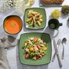 image:imageGibson Elite Island Bay 12Piece New Bone China Dinnerware Set Service for 4 Reactive Glaze Plates and Bowls Dishwasher and Microwave Safe Black and CreamGreen Soho Lounge