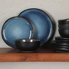 image:imageGibson Elite Island Bay 12Piece New Bone China Dinnerware Set Service for 4 Reactive Glaze Plates and Bowls Dishwasher and Microwave Safe Black and CreamBlack  Blue Nardini