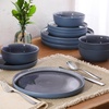 image:imageGibson Elite Island Bay 12Piece New Bone China Dinnerware Set Service for 4 Reactive Glaze Plates and Bowls Dishwasher and Microwave Safe Black and CreamBlue Tahoe Sunset