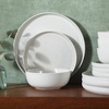 image:imageGibson Elite Island Bay 12Piece New Bone China Dinnerware Set Service for 4 Reactive Glaze Plates and Bowls Dishwasher and Microwave Safe Black and CreamTahoe Cream White