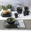 image:imageGibson Elite Island Bay 12Piece New Bone China Dinnerware Set Service for 4 Reactive Glaze Plates and Bowls Dishwasher and Microwave Safe Black and CreamGreen Soho Lounge