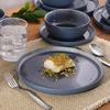 image:imageGibson Elite Island Bay 12Piece New Bone China Dinnerware Set Service for 4 Reactive Glaze Plates and Bowls Dishwasher and Microwave Safe Black and CreamBlue Tahoe Sunset