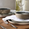 image:imageGibson Elite Island Bay 12Piece New Bone China Dinnerware Set Service for 4 Reactive Glaze Plates and Bowls Dishwasher and Microwave Safe Black and CreamBlack  Cream Island Bay