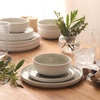 image:imageGibson Elite Island Bay 12Piece New Bone China Dinnerware Set Service for 4 Reactive Glaze Plates and Bowls Dishwasher and Microwave Safe Black and CreamGrey Tahoe Sunset