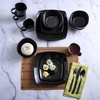 image:imageGibson Elite Island Bay 12Piece New Bone China Dinnerware Set Service for 4 Reactive Glaze Plates and Bowls Dishwasher and Microwave Safe Black and CreamBlack Soho Lounge