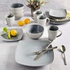 image:imageGibson Elite Island Bay 12Piece New Bone China Dinnerware Set Service for 4 Reactive Glaze Plates and Bowls Dishwasher and Microwave Safe Black and CreamLight Grey Soho Lounge