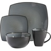 image:imageGibson Elite Island Bay 12Piece New Bone China Dinnerware Set Service for 4 Reactive Glaze Plates and Bowls Dishwasher and Microwave Safe Black and CreamEclipse Soho Lounge