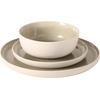image:imageGibson Elite Island Bay 12Piece New Bone China Dinnerware Set Service for 4 Reactive Glaze Plates and Bowls Dishwasher and Microwave Safe Black and CreamGrey Tahoe Sunset