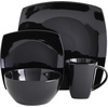 image:imageGibson Elite Island Bay 12Piece New Bone China Dinnerware Set Service for 4 Reactive Glaze Plates and Bowls Dishwasher and Microwave Safe Black and CreamBlack Soho Lounge