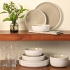 image:imageGibson Elite Island Bay 12Piece New Bone China Dinnerware Set Service for 4 Reactive Glaze Plates and Bowls Dishwasher and Microwave Safe Black and CreamTaupe Tahoe Sunset