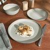 image:imageGibson Elite Island Bay 12Piece New Bone China Dinnerware Set Service for 4 Reactive Glaze Plates and Bowls Dishwasher and Microwave Safe Black and CreamMoon White Nardini