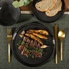 image:imageGibson Elite Island Bay 12Piece New Bone China Dinnerware Set Service for 4 Reactive Glaze Plates and Bowls Dishwasher and Microwave Safe Black and CreamTahoe Black