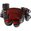 image:imageGibson Elite Island Bay 12Piece New Bone China Dinnerware Set Service for 4 Reactive Glaze Plates and Bowls Dishwasher and Microwave Safe Black and CreamRedBlack Soho Lounge