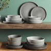image:imageGibson Elite Island Bay 12Piece New Bone China Dinnerware Set Service for 4 Reactive Glaze Plates and Bowls Dishwasher and Microwave Safe Black and CreamGrey Pasco
