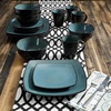 image:imageGibson Elite Island Bay 12Piece New Bone China Dinnerware Set Service for 4 Reactive Glaze Plates and Bowls Dishwasher and Microwave Safe Black and CreamTealBlack Soho Lounge