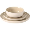 image:imageGibson Elite Island Bay 12Piece New Bone China Dinnerware Set Service for 4 Reactive Glaze Plates and Bowls Dishwasher and Microwave Safe Black and CreamTaupe Tahoe Sunset