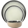 image:imageGibson Elite Island Bay 12Piece New Bone China Dinnerware Set Service for 4 Reactive Glaze Plates and Bowls Dishwasher and Microwave Safe Black and CreamBlack  Cream Island Bay
