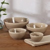 image:imageGibson Elite Maple Grove 4Piece Stoneware Nesting Bowl Set 9 7 55 and 44 Reactive Glaze Mixing and Serving Bowls Dishwasher and Microwave Safe GrayTaupe