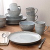 image:imageGibson Elite Oxford Blue Plates and Bowls Sets 16 Piece Stoneware Dinnerware Sets for 4 Two Tone Dishware Sets Dinner Plates Dessert Plates Bowls MugsGrey Jasper