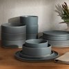 image:imageGibson Elite Oxford Blue Plates and Bowls Sets 16 Piece Stoneware Dinnerware Sets for 4 Two Tone Dishware Sets Dinner Plates Dessert Plates Bowls MugsBlue Tatum