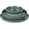 image:imageGibson Elite Oxford Blue Plates and Bowls Sets 16 Piece Stoneware Dinnerware Sets for 4 Two Tone Dishware Sets Dinner Plates Dessert Plates Bowls MugsTeal Clarina
