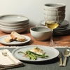 image:imageGibson Elite Oxford Blue Plates and Bowls Sets 16 Piece Stoneware Dinnerware Sets for 4 Two Tone Dishware Sets Dinner Plates Dessert Plates Bowls MugsAsh White Beckett