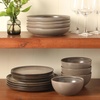 image:imageGibson Elite Oxford Blue Plates and Bowls Sets 16 Piece Stoneware Dinnerware Sets for 4 Two Tone Dishware Sets Dinner Plates Dessert Plates Bowls MugsGrey Beckett