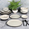 image:imageGibson Elite Oxford Blue Plates and Bowls Sets 16 Piece Stoneware Dinnerware Sets for 4 Two Tone Dishware Sets Dinner Plates Dessert Plates Bowls MugsWhite and Black Rhinebeck