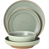 image:imageGibson Elite Oxford Blue Plates and Bowls Sets 16 Piece Stoneware Dinnerware Sets for 4 Two Tone Dishware Sets Dinner Plates Dessert Plates Bowls MugsGreen Octavia Place