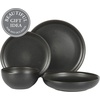 image:imageGibson Elite Oxford Blue Plates and Bowls Sets 16 Piece Stoneware Dinnerware Sets for 4 Two Tone Dishware Sets Dinner Plates Dessert Plates Bowls MugsBlack Beckett