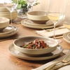 image:imageGibson Elite Oxford Blue Plates and Bowls Sets 16 Piece Stoneware Dinnerware Sets for 4 Two Tone Dishware Sets Dinner Plates Dessert Plates Bowls MugsTaupe Octavia Place