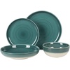 image:imageGibson Elite Oxford Blue Plates and Bowls Sets 16 Piece Stoneware Dinnerware Sets for 4 Two Tone Dishware Sets Dinner Plates Dessert Plates Bowls MugsTeal Clarina