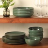 image:imageGibson Elite Oxford Blue Plates and Bowls Sets 16 Piece Stoneware Dinnerware Sets for 4 Two Tone Dishware Sets Dinner Plates Dessert Plates Bowls MugsGreen Beckett