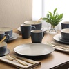 image:imageGibson Elite Oxford Blue Plates and Bowls Sets 16 Piece Stoneware Dinnerware Sets for 4 Two Tone Dishware Sets Dinner Plates Dessert Plates Bowls MugsBlue Oxford