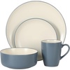 image:imageGibson Elite Oxford Blue Plates and Bowls Sets 16 Piece Stoneware Dinnerware Sets for 4 Two Tone Dishware Sets Dinner Plates Dessert Plates Bowls MugsBlue Oxford