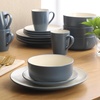 image:imageGibson Elite Oxford Blue Plates and Bowls Sets 16 Piece Stoneware Dinnerware Sets for 4 Two Tone Dishware Sets Dinner Plates Dessert Plates Bowls MugsBlue Oxford
