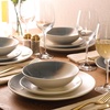 image:imageGibson Elite Soleil 12 Piece Echo Blue Stoneware Dinnerware Set for 4 Plates and Bowls Set with Dinner Plates Salad Plates and BowlsBlue Crescenton
