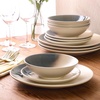 image:imageGibson Elite Soleil 12 Piece Echo Blue Stoneware Dinnerware Set for 4 Plates and Bowls Set with Dinner Plates Salad Plates and BowlsBlue Crescenton
