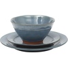 image:imageGibson Elite Soleil 12 Piece Echo Blue Stoneware Dinnerware Set for 4 Plates and Bowls Set with Dinner Plates Salad Plates and BowlsBlue Terranea