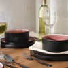 image:imageGibson Elite Soleil 12 Piece Echo Blue Stoneware Dinnerware Set for 4 Plates and Bowls Set with Dinner Plates Salad Plates and BowlsBrick Red Redrock Canyon