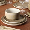 image:imageGibson Elite Soleil 12 Piece Echo Blue Stoneware Dinnerware Set for 4 Plates and Bowls Set with Dinner Plates Salad Plates and BowlsBrown Butterwick
