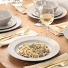 image:imageGibson Elite Soleil 12 Piece Echo Blue Stoneware Dinnerware Set for 4 Plates and Bowls Set with Dinner Plates Salad Plates and BowlsChateau Grey Soleil